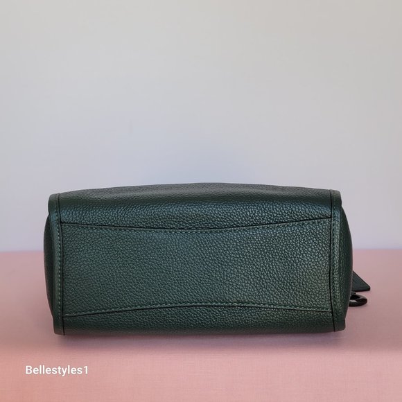 COACH Small Dufflette “C” Charm Polished Pebbled Leather Crossbody- Forest Color - Picture 9 of 16